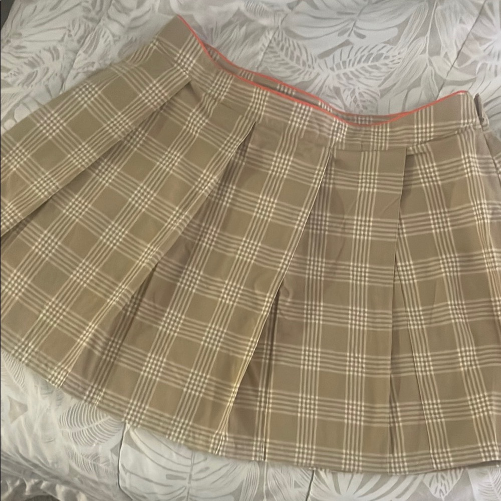 Adidas Originals Tan Brown Pleated Skater Mini Skirt